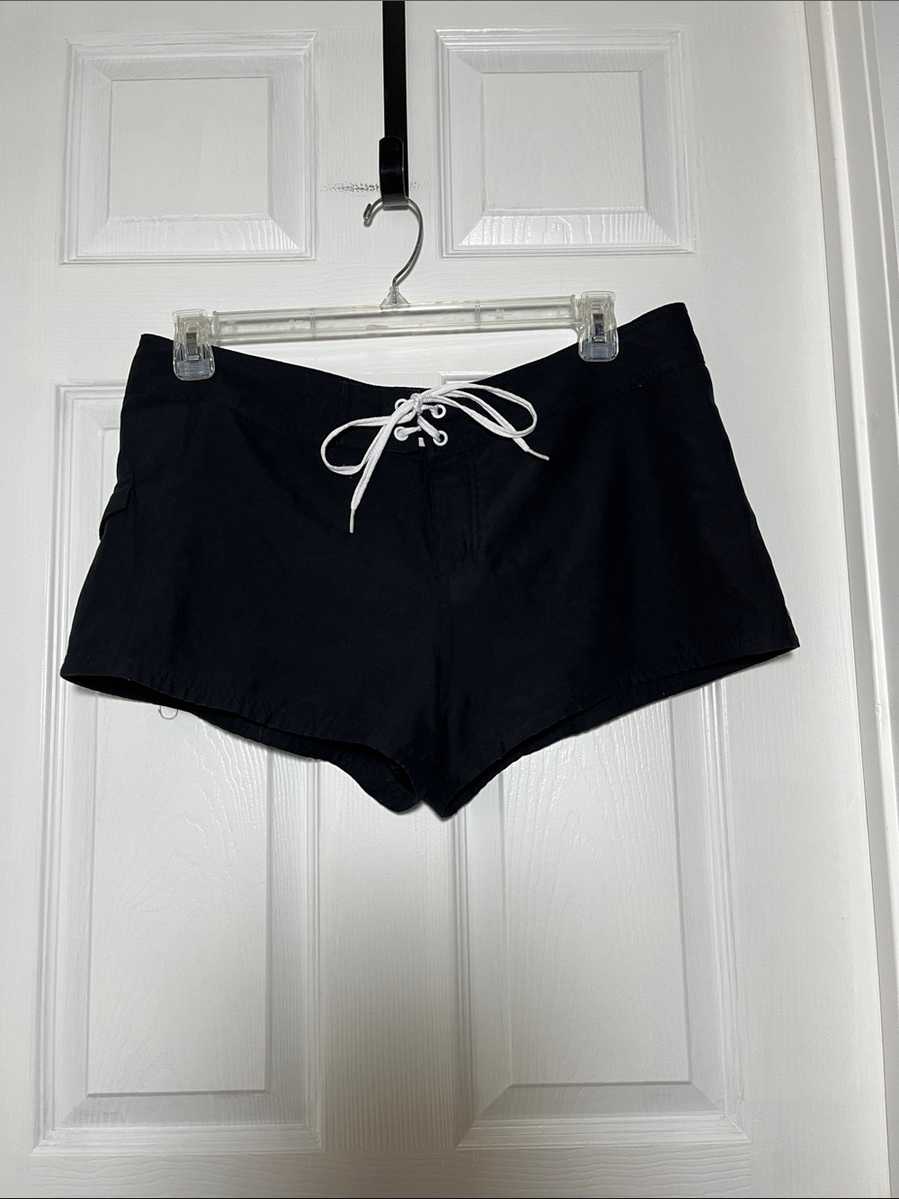 Nike Black Athletic Swim-Style Shorts with White Lacing